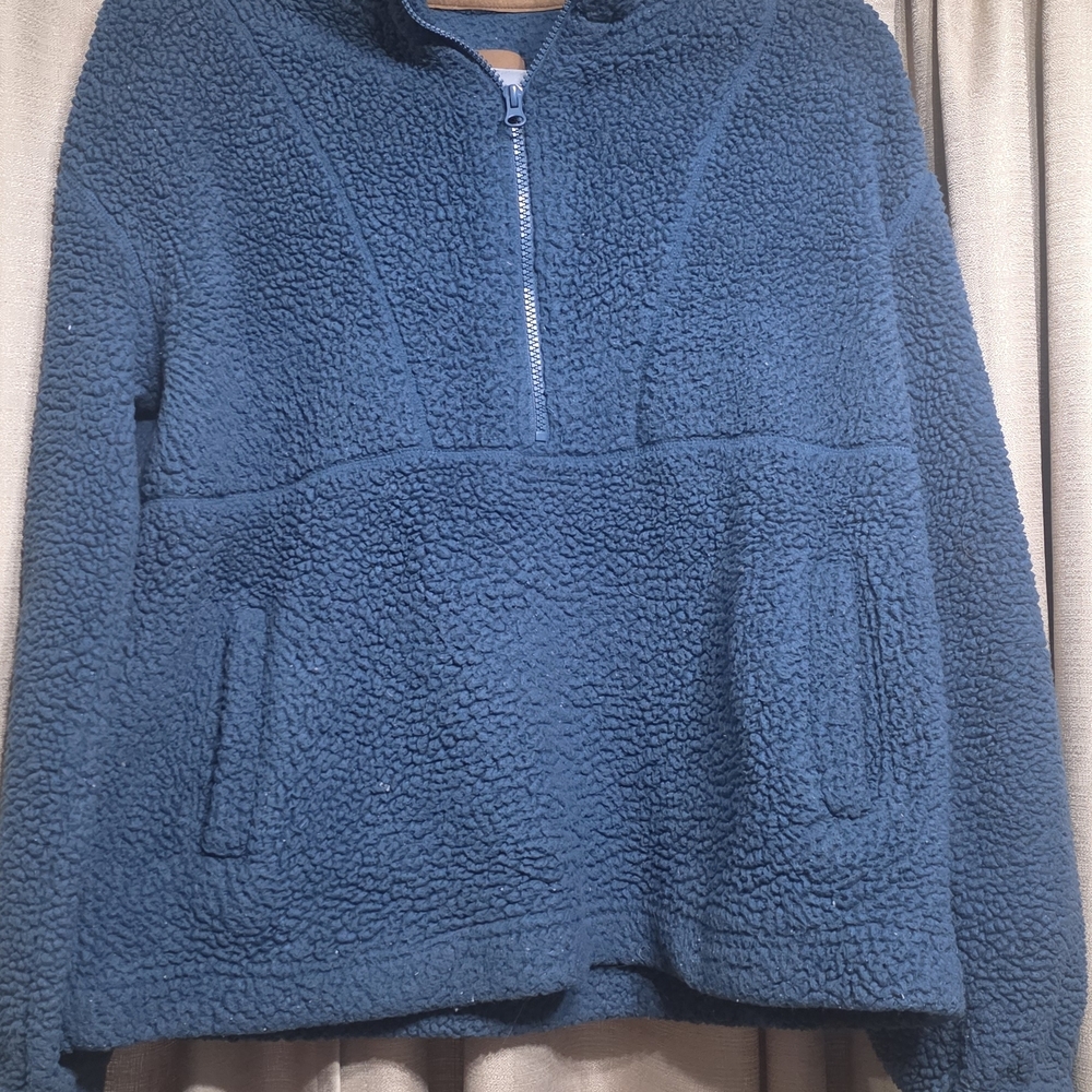 Koolaburra Teal Blue Sherpa Half-Zip Pullover